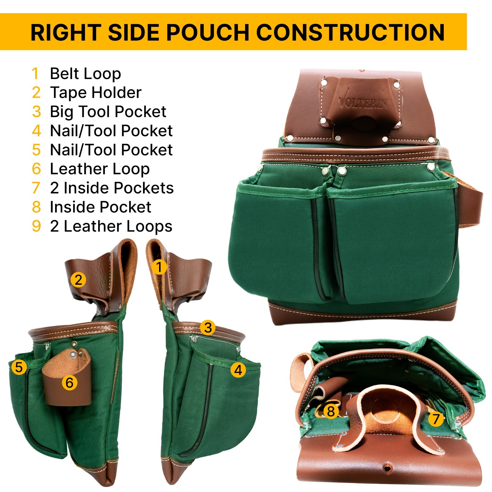 Leather And Nylon Tool Belts For Men Framer’s Carpenter Electrician Leather Belt