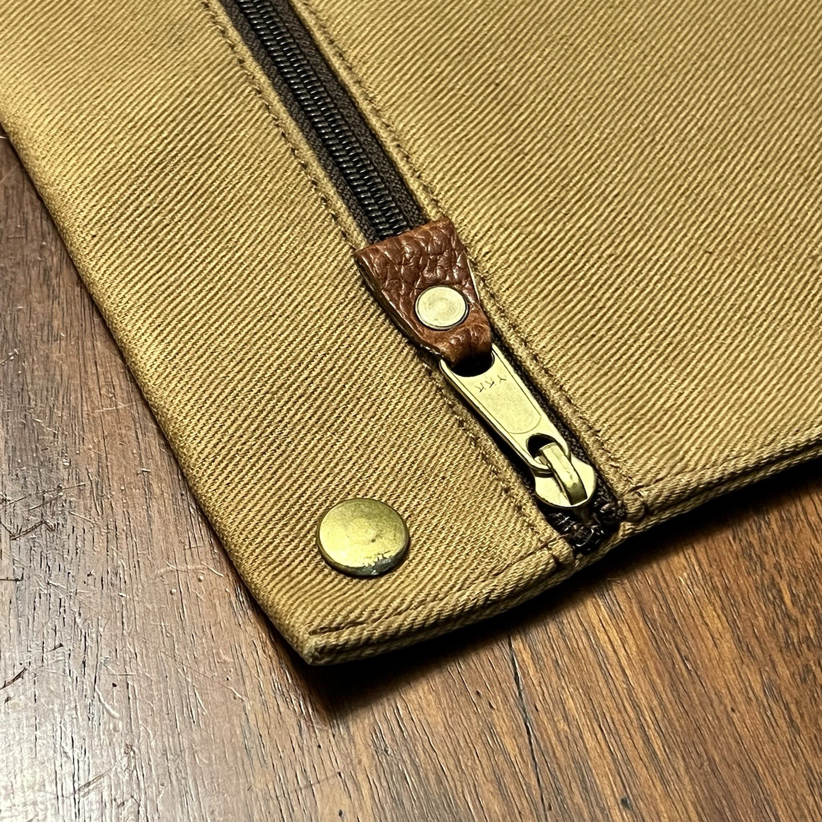 Brooks Brothers Heavy Duty Tan Canvas Pouch with Snap-on Buttons