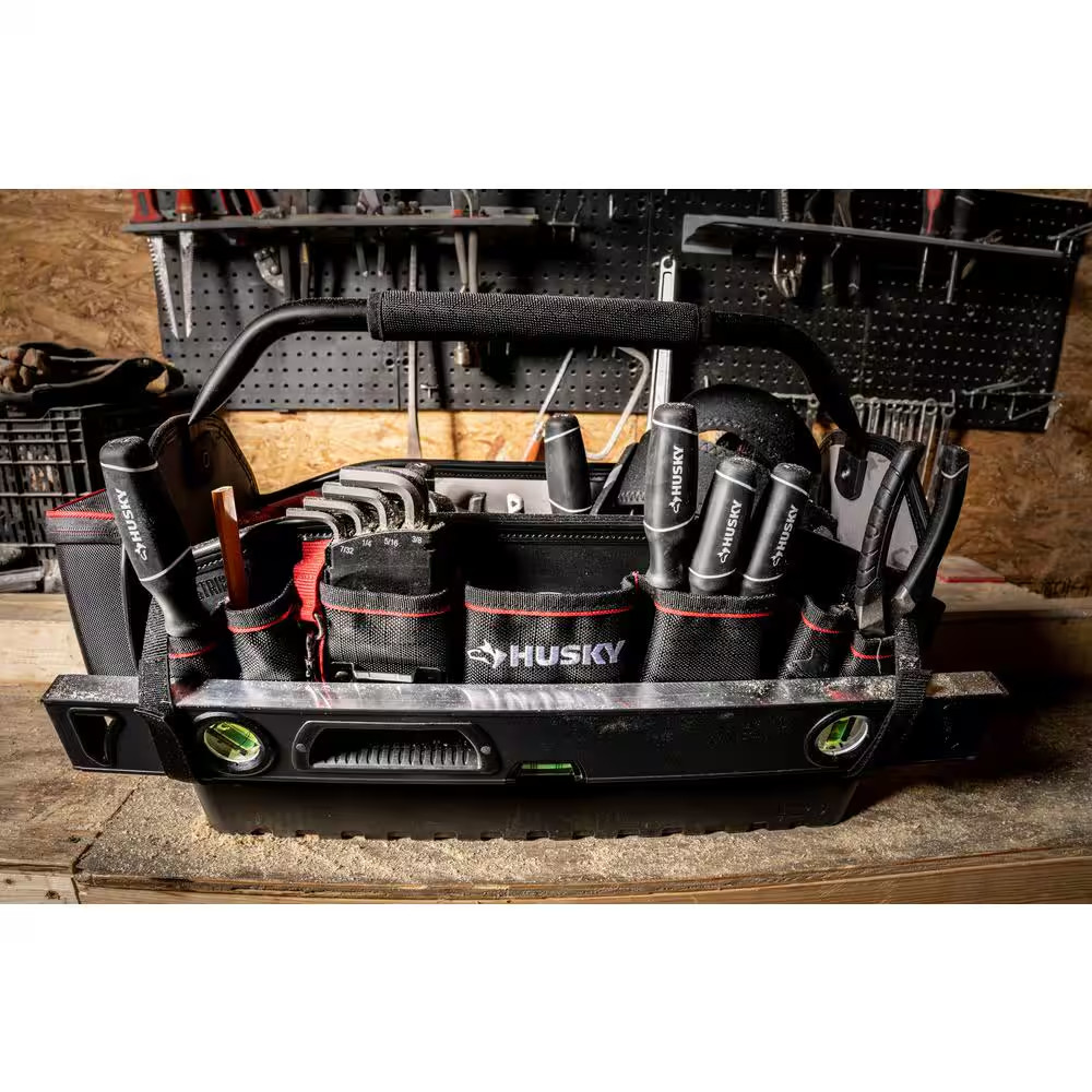 Husky Heavy-Duty 20 in. 31 Pockets PRO All-Trade Tool Bag Tote