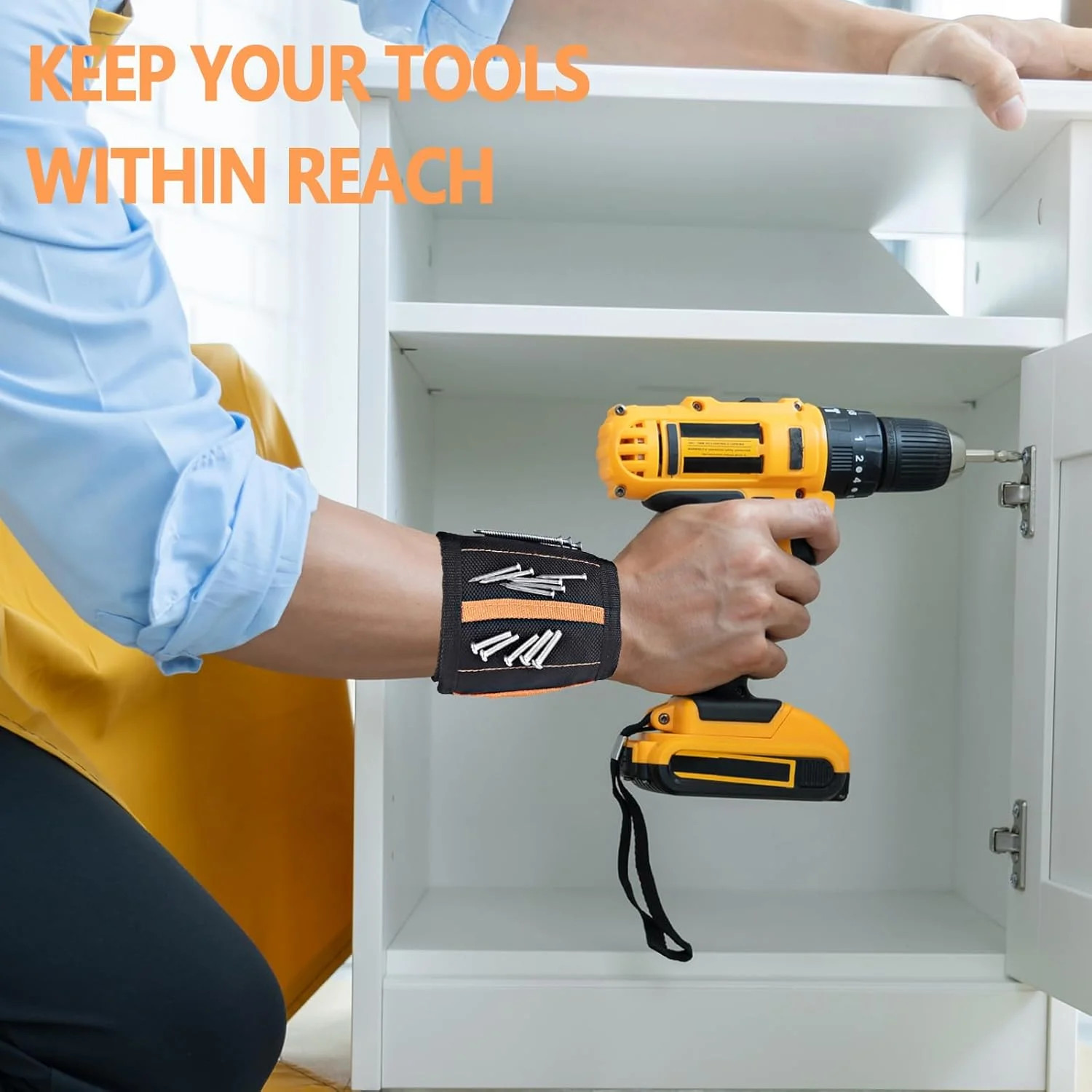 Magnetic Wristband for Tools, Screws, Nails and Drill Bits, Made from 15 Strong