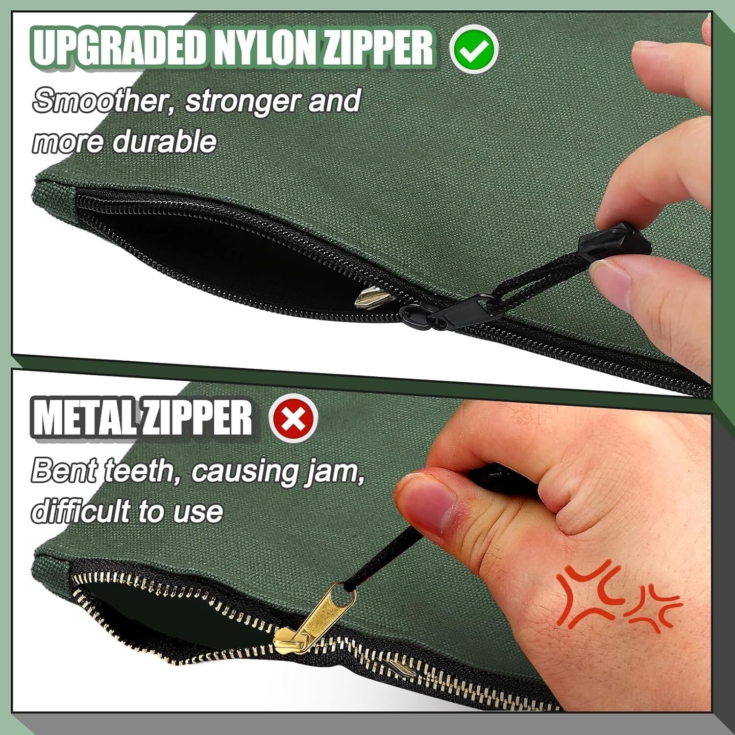 6 Pack Canvas Tool Bags – Heavy Duty Zipper Pouches, 11.2»x 7» Multicolor Set