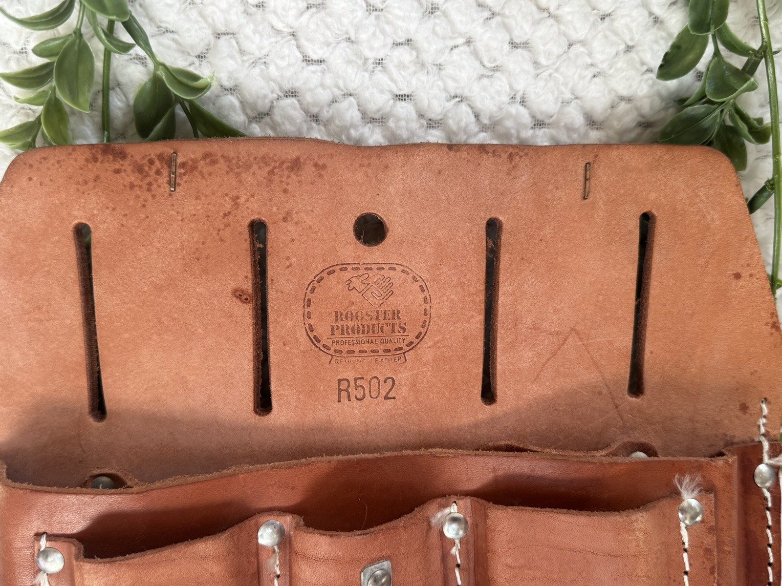 Rooster Leather Tool Pouch Electrician Lineman 4 Pocket R502 No Belt