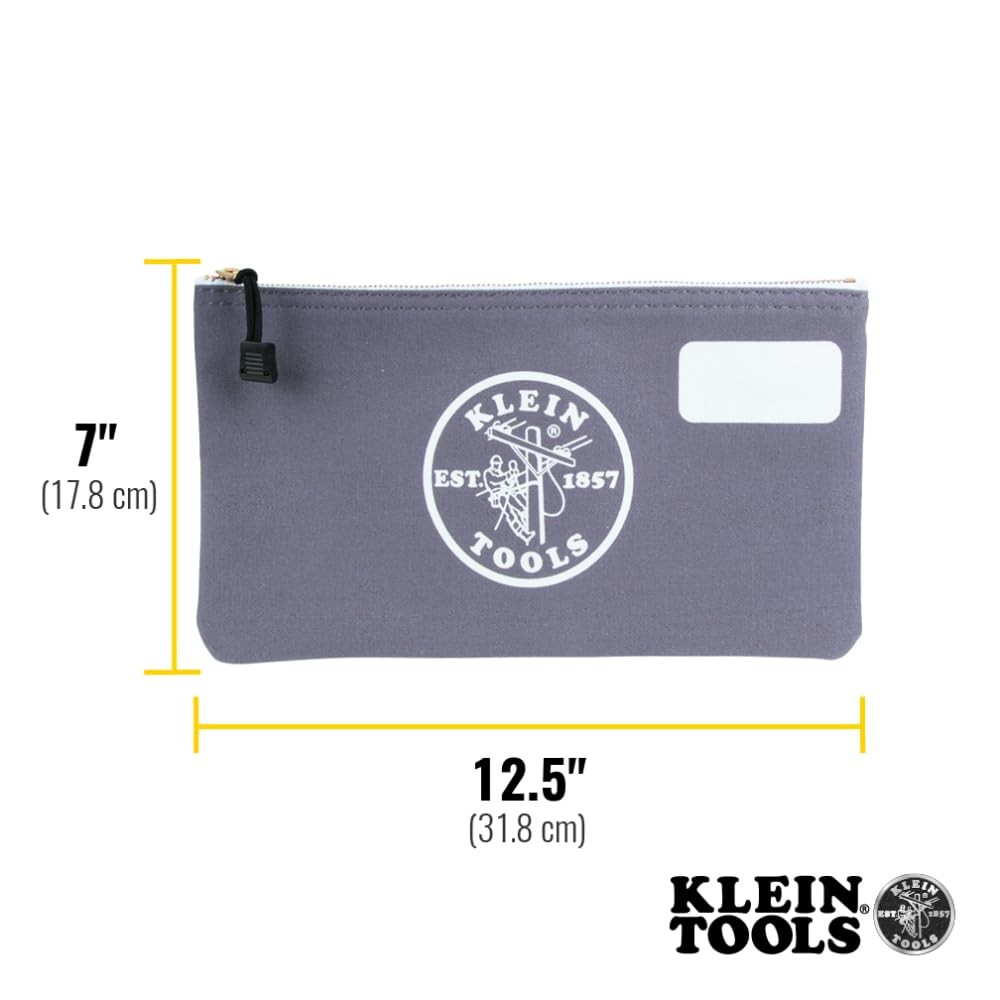 Klein Tools 55578 Zipper Bag with Divider, No. 10 Canvas, 7-Inch x Gray