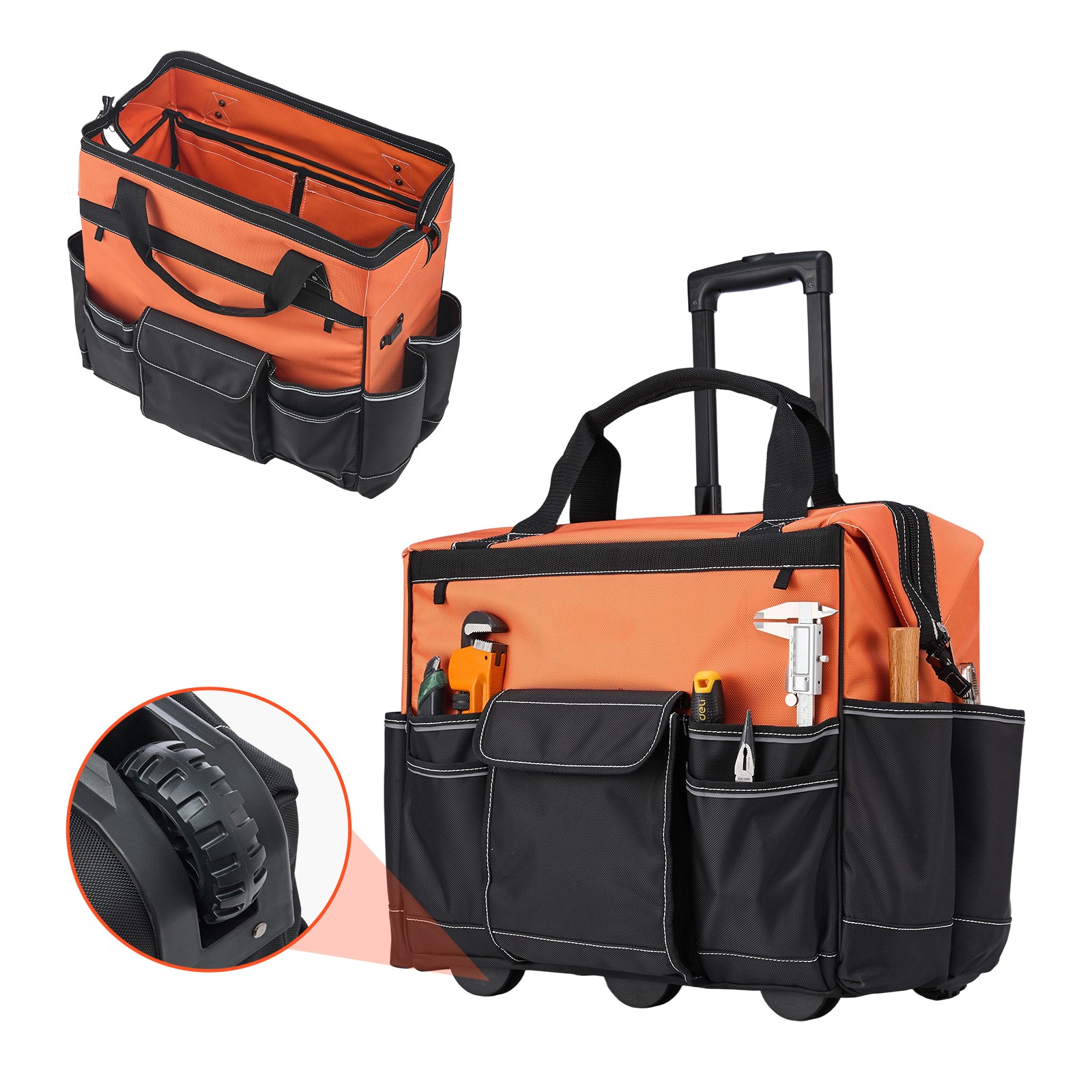Uimoso Rolling Tool Bag 27 Pockets Heavy Duty 20″ Roller Tool Bag on Wheels