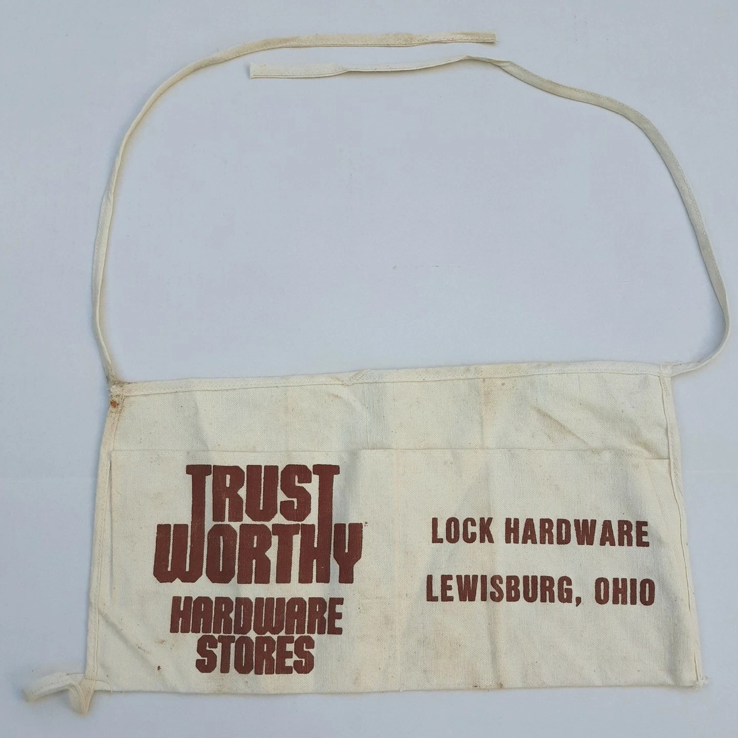 Vtg Lewisburg Ohio LOCK HARDWARE Trust Worthy Cloth Carpenter Waist Nail Pouch