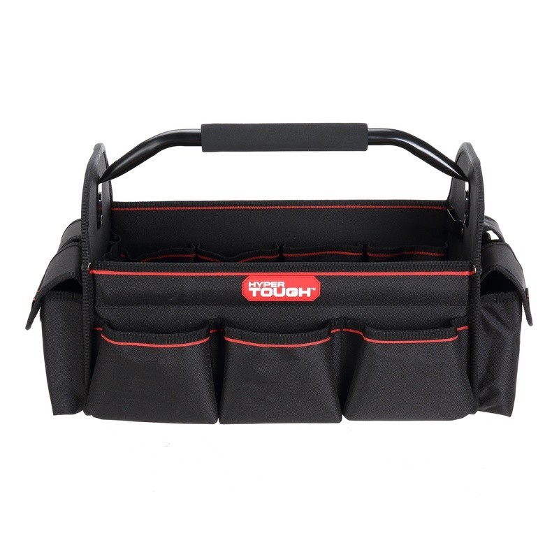 16 inch Open Tool Tote Heavy Duty Tool Bag W/ 20 Pockets & Steel Handle New