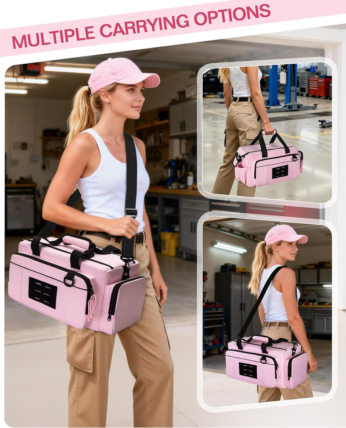 Tactical Tool Bag for Women, 16 Inches Tool Storage Organizer Box with Wide Mout