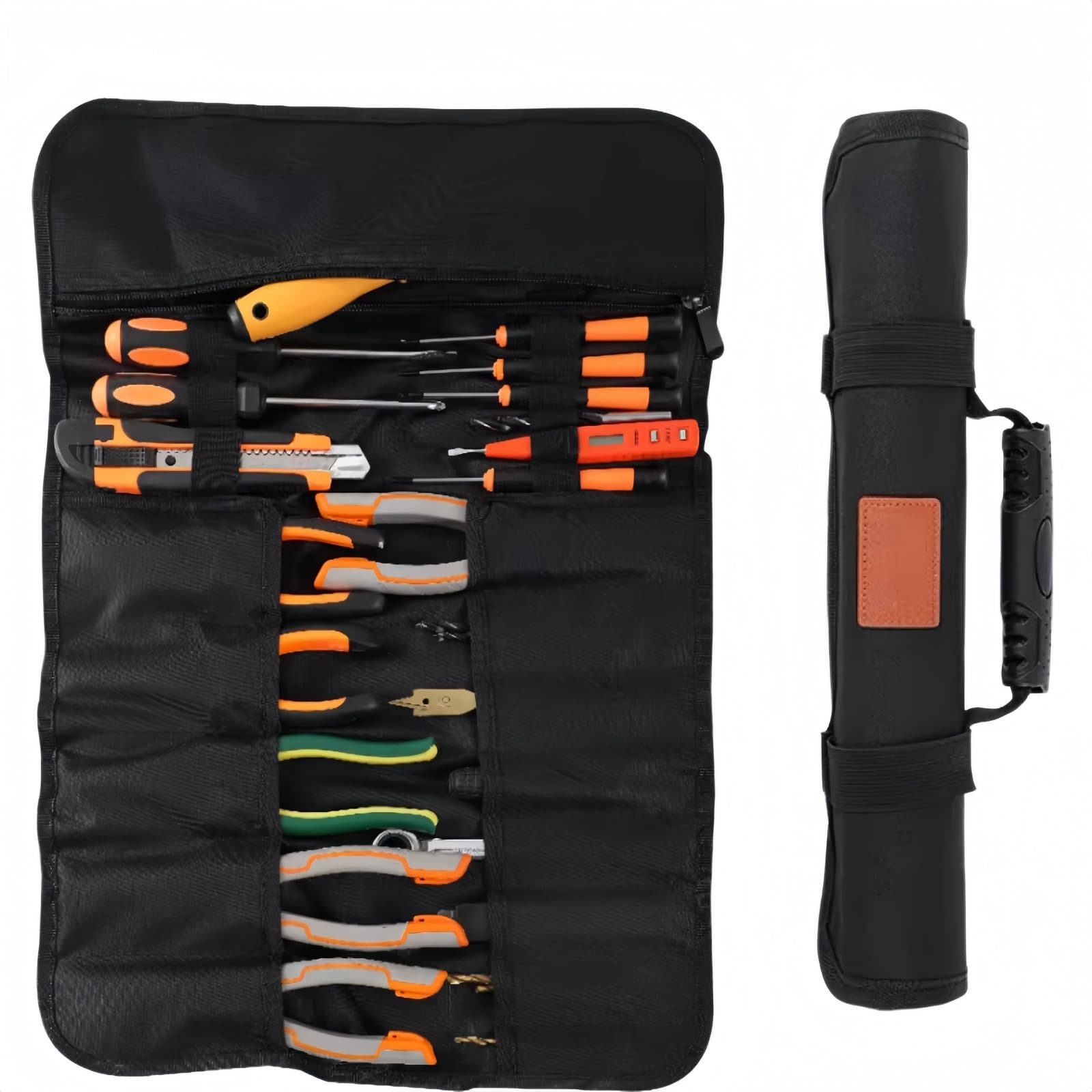 Heavy Duty Waterproof Tool Roll Up Bag, 22+1 Pocket Organizer Pouch, Portable To
