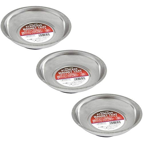 SK11 Stainless Steel Magnetic Tray Round Φ150 x Depth 36mm SSM-150S Set of 3