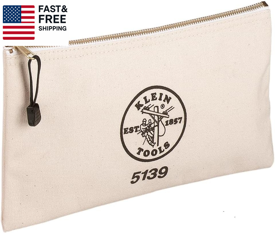Zipper Bag, Canvas Tool Pouch with Heavy Duty Brass Zipper Close