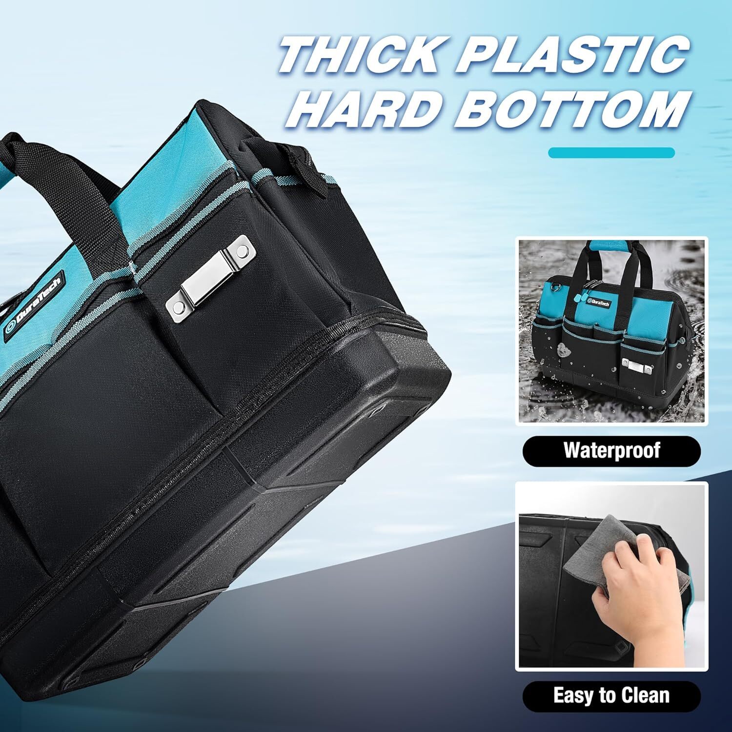 DURATECH 16-Inch Heavy Duty Tool Bag with Waterproof Hard Bottom with 18 Pockets
