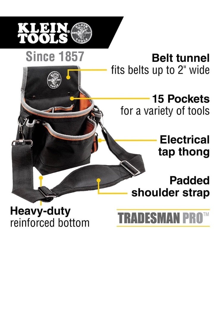 Klein Tools Utility Holster Pouch With Shoulder Strap 15 Pocket Tool Bag