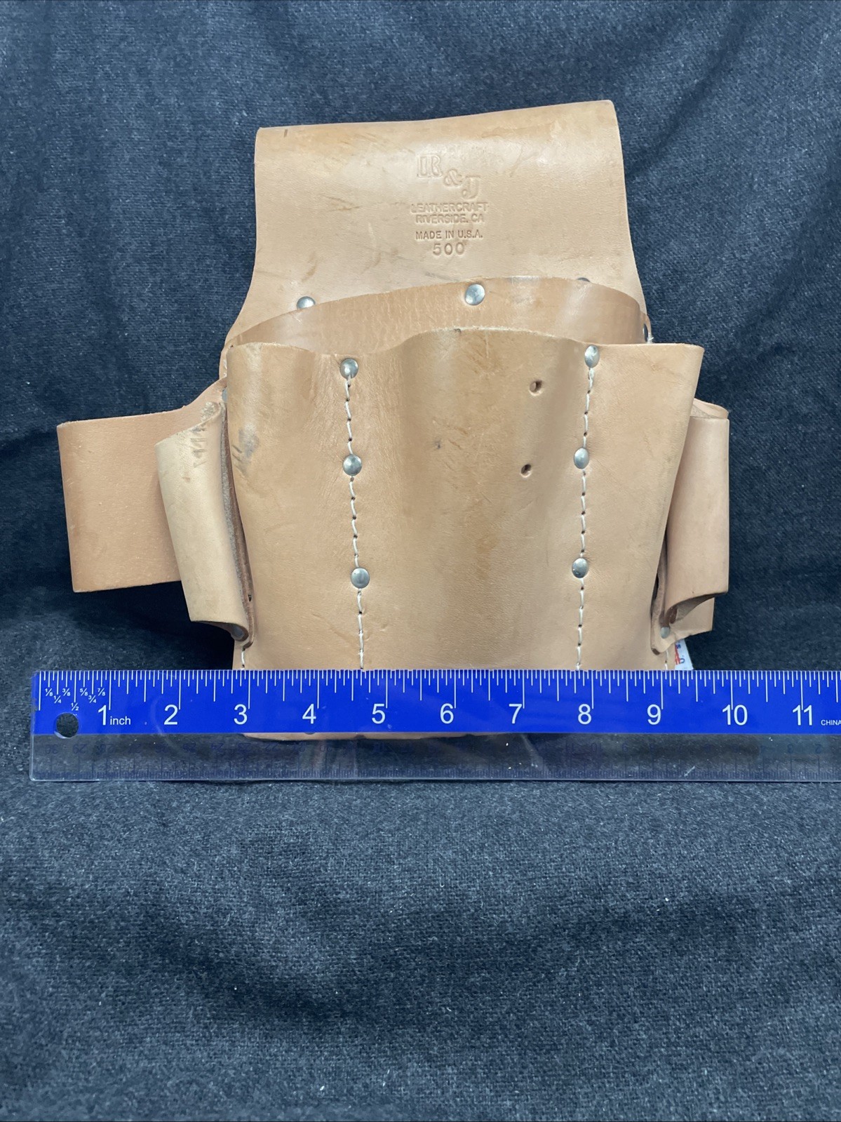 R & J Leathercraft 500 Genuine Leather Tool Pouch – 6 Pockets – Made in USA