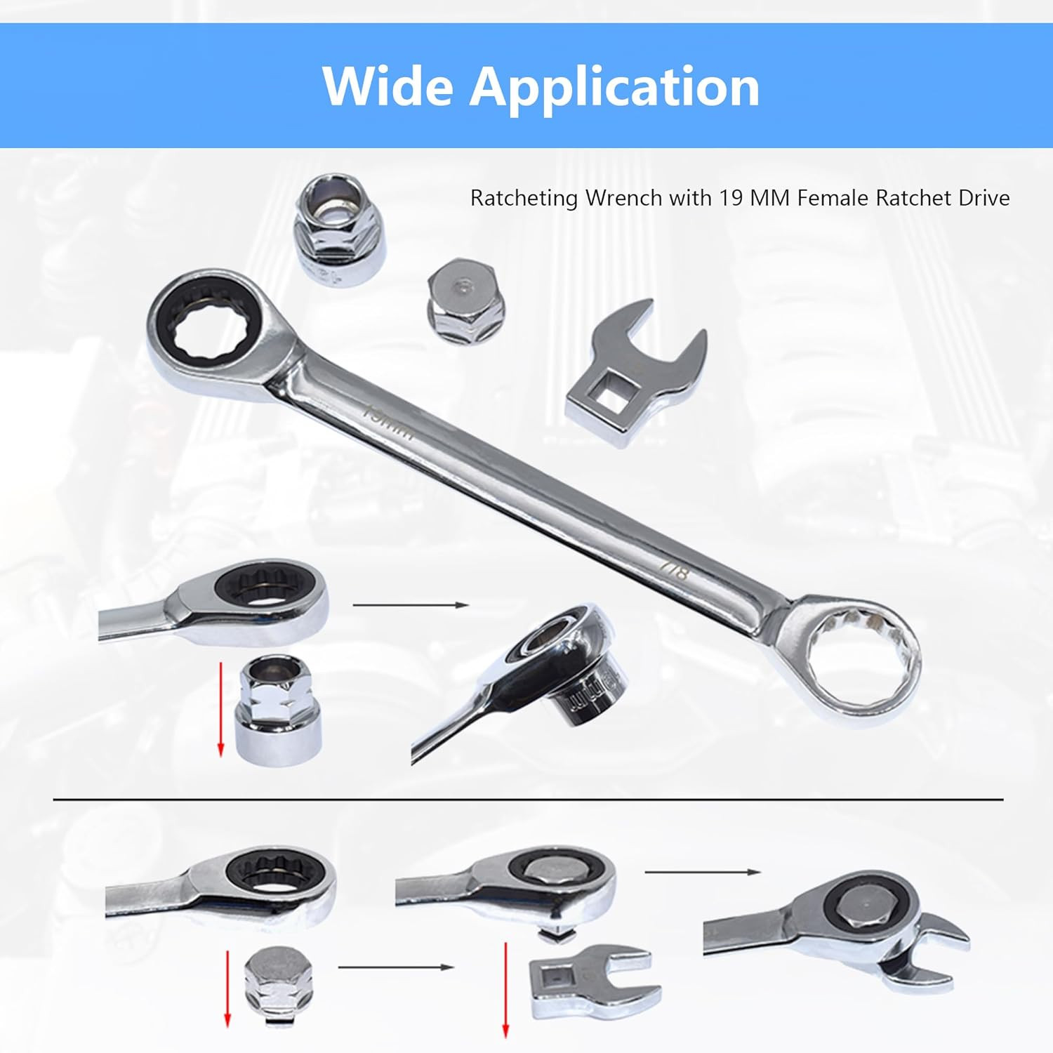 15Pcs Universal Ratcheting Serpentine Belt Tool Set, Serpentine Belt Removal Ins