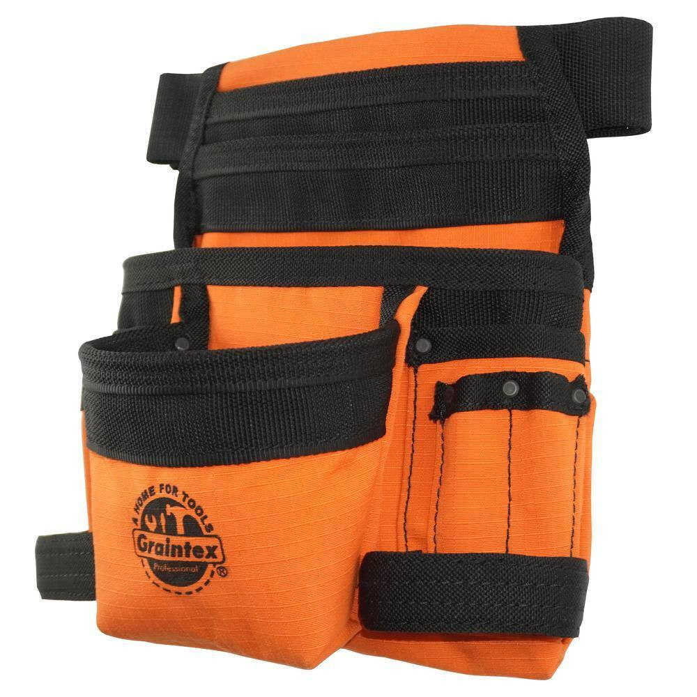 Orange Canvas 10-Pocket Tool Pouch with Belt