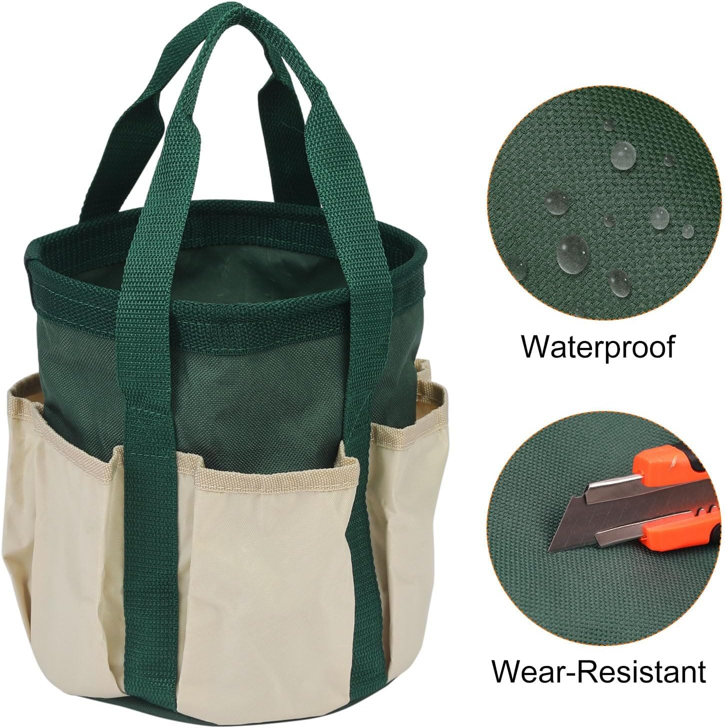 Small Garden Tool Bag Waterproof Oxford Tote Organizer Storage Carrier Green