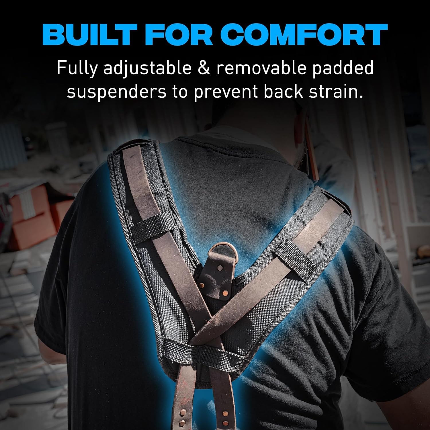 Leather Tool Belt Suspenders OX Pro Padded Hammer