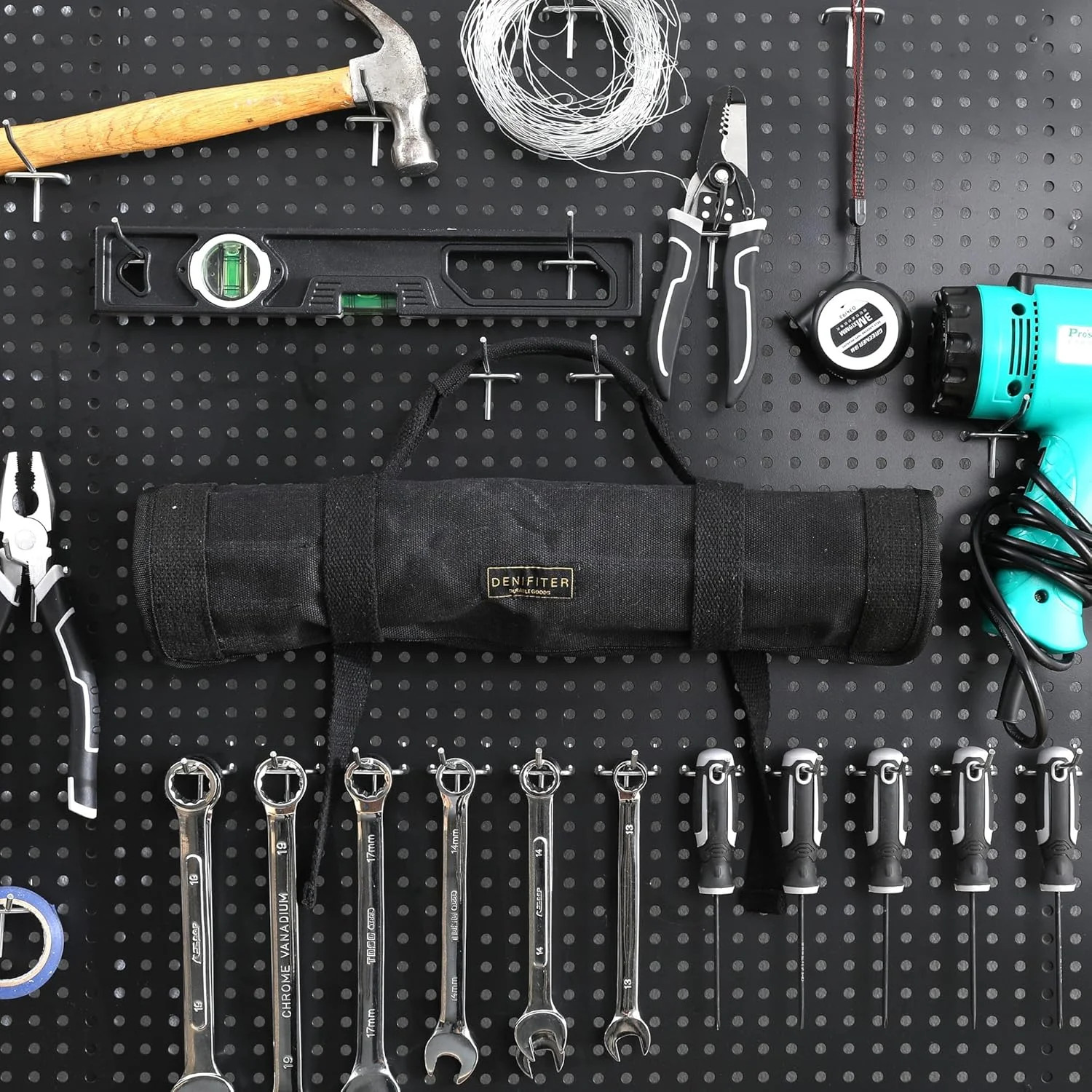 Wrench Roll, Heavy Duty 16oz Waxed Canvas Large Wrench Roll Up Pouch & Tool Bag