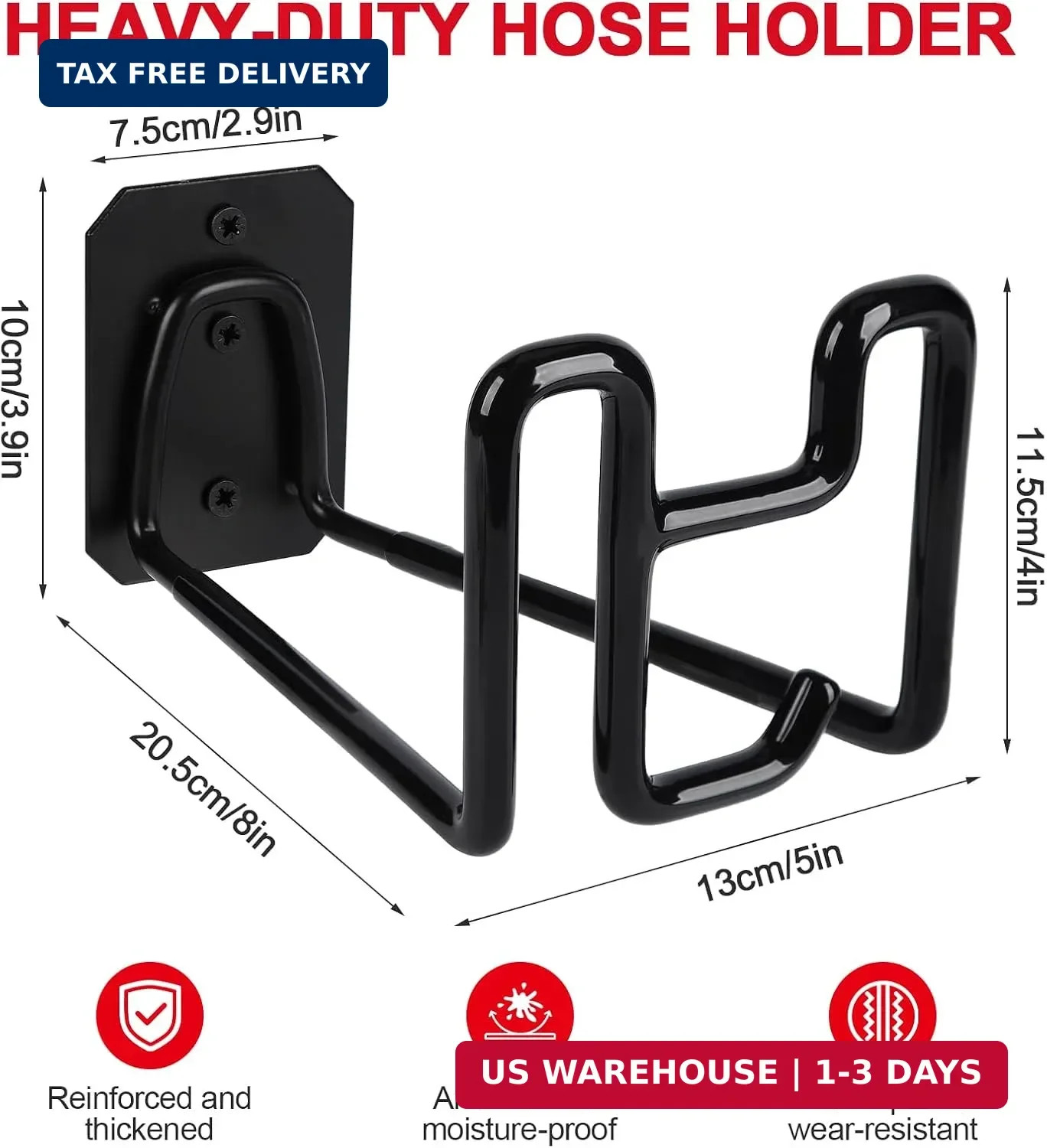 Holder for Pocket Hose, Heavy Duty Metal Wall Mount Hose Organizer, Durable Gard