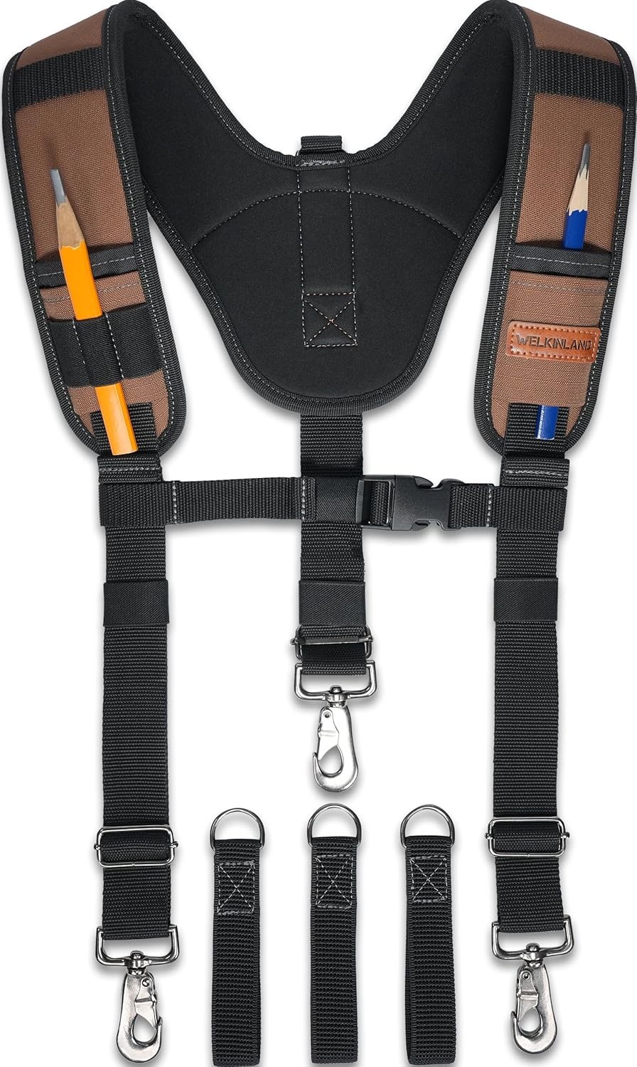 Heavy Duty Tool Belt with Padded Suspenders, Adjustable Comfortable Design