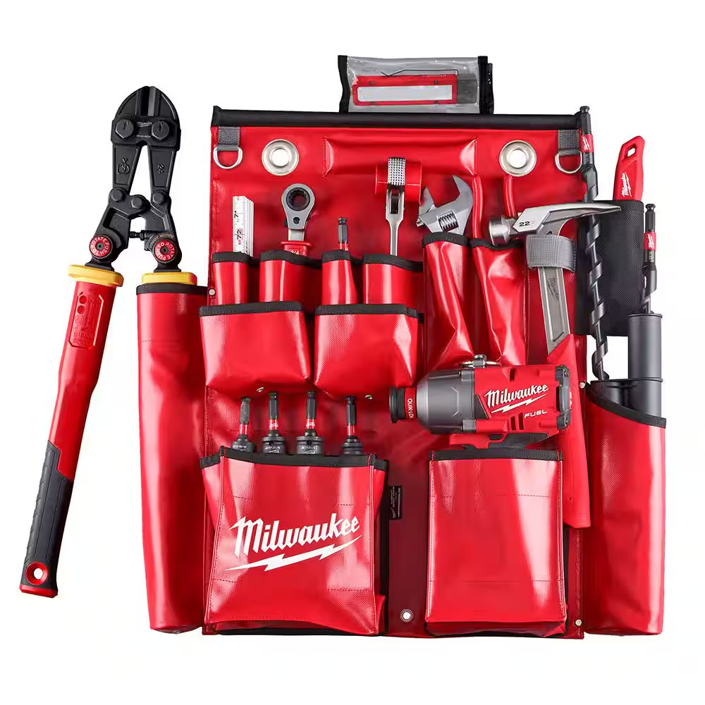 Lineman’S Compact Aerial Tool Apron with 3 In. Bucket Hooks