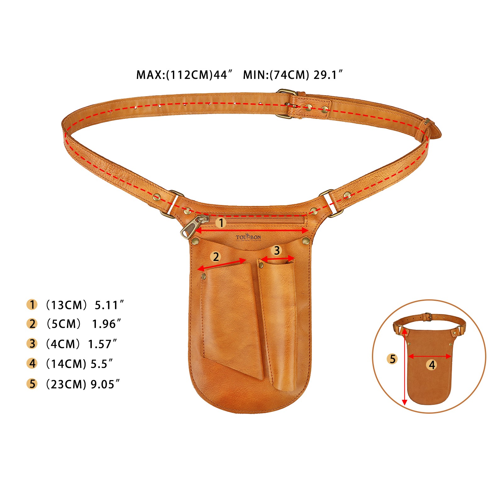 TOURBON Leather Gardening Belt Florist Bag Organizer Phone Case Gift for Her