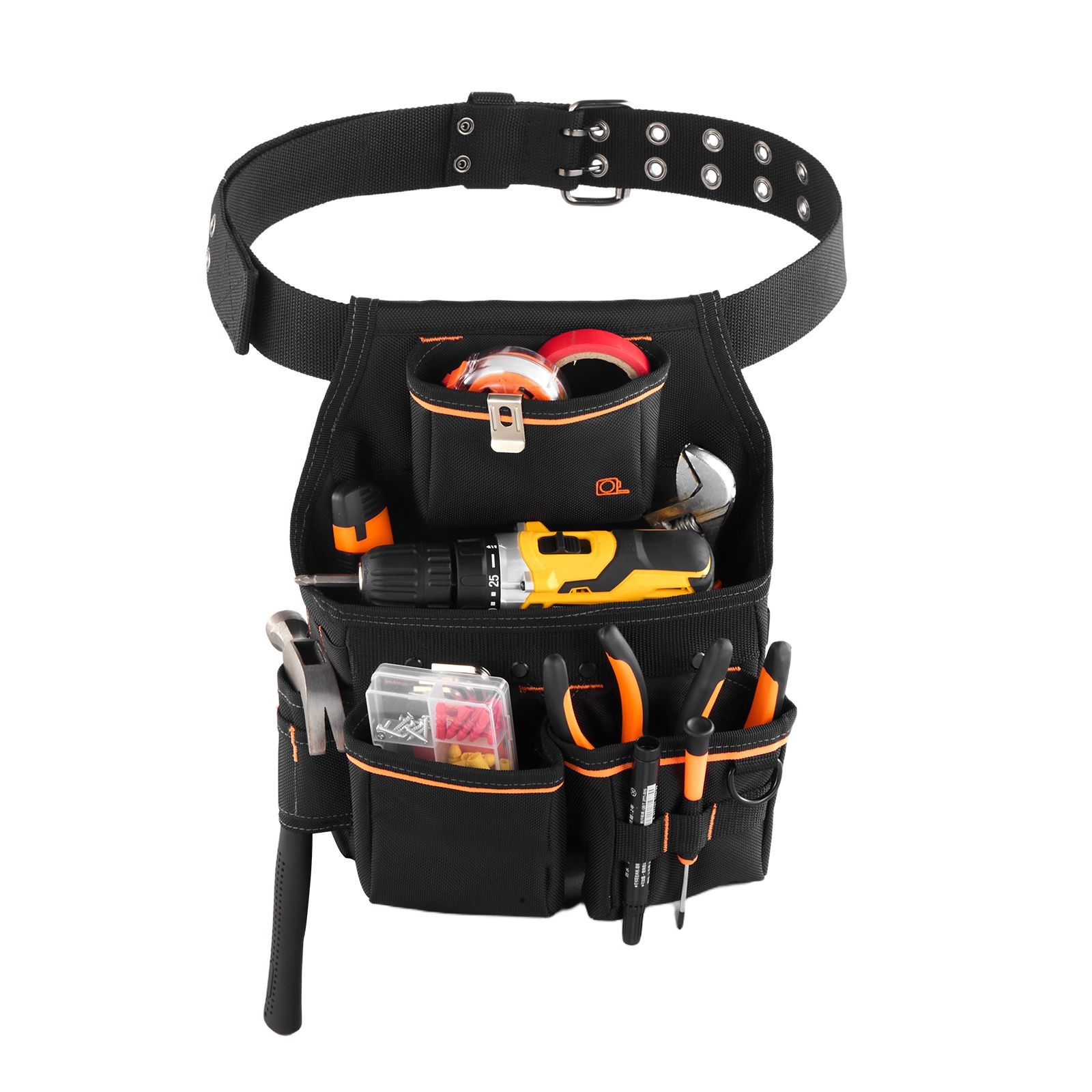 Detachable Tool Pouch Belt, 14 Pockets, 600D Polyester, 32-50in Fit
