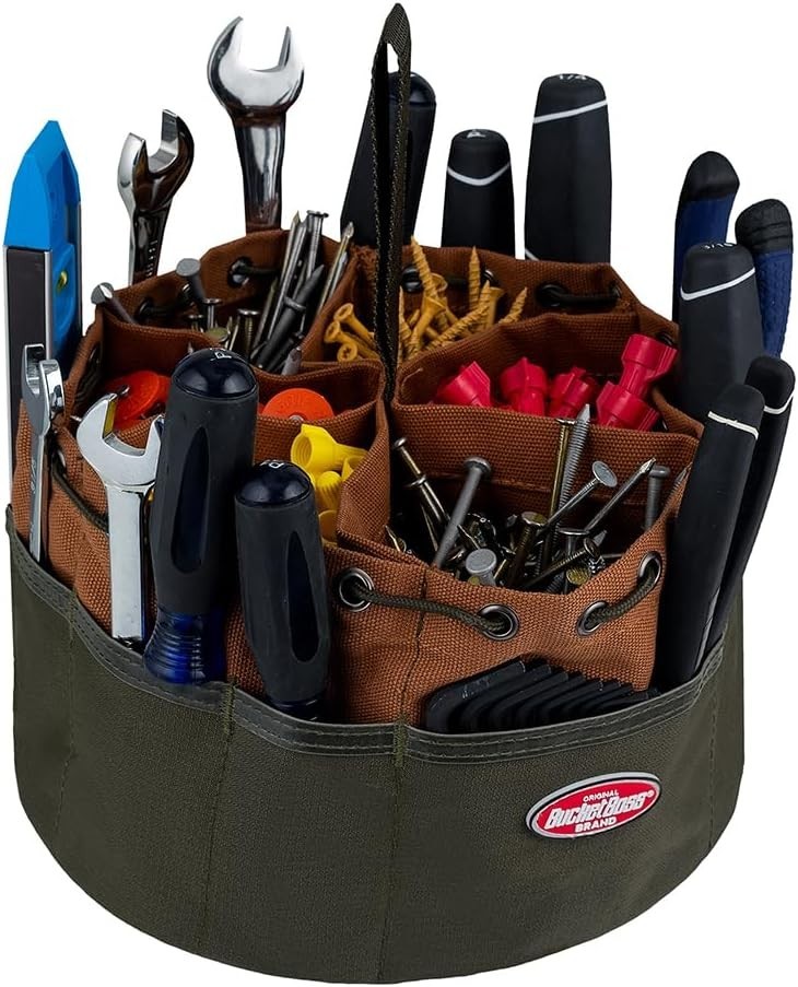 19-Pocket Canvas Organizer Parachute Bag in Brown for Tools & Small Parts
