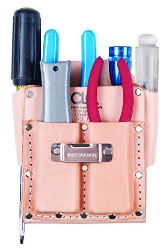 Heavy Duty 5-Pocket Tool Pouch, Durable Leather, Work Gear, Organizer, Tan