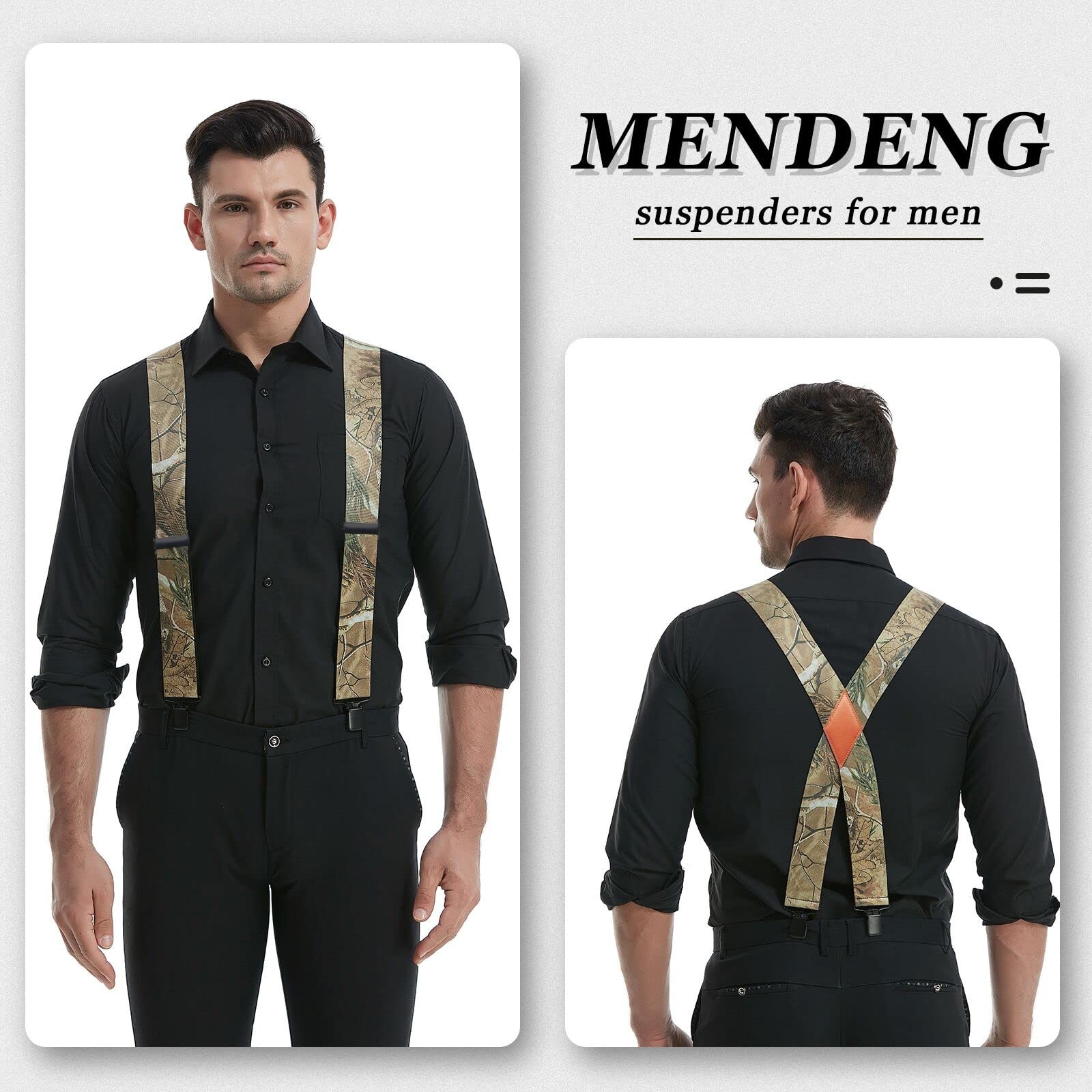 MENDENG Men’s Camouflage Clip-End One Size, B/Army Green/Black Clips