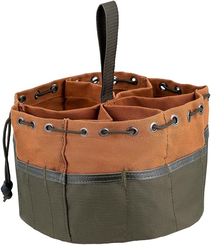 19-Pocket Canvas Organizer Parachute Bag in Brown for Tools & Small Parts