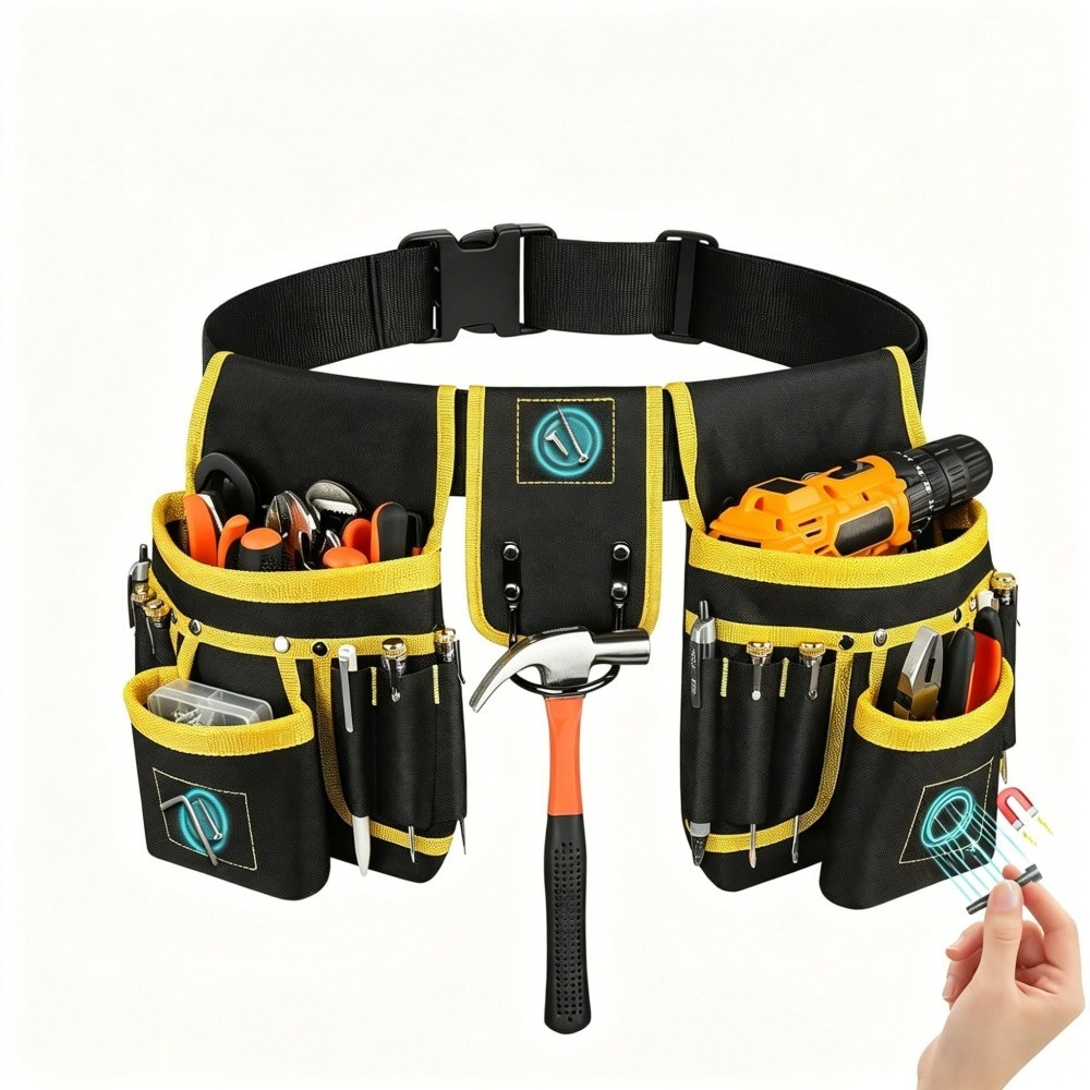Magnetic Tool Belt for Men, 26 Pockets Heavy Duty Tool Pouch, Magnet Holster Nai