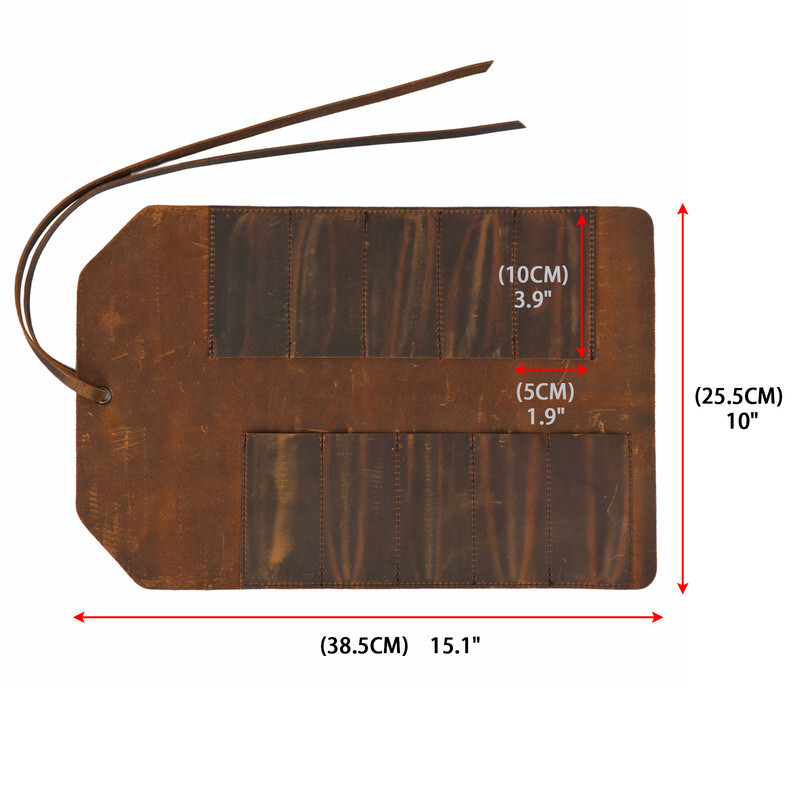 TOURBON Vintage Leather Roll Craft Tool Organizer Workshop Knife Carrier Bag