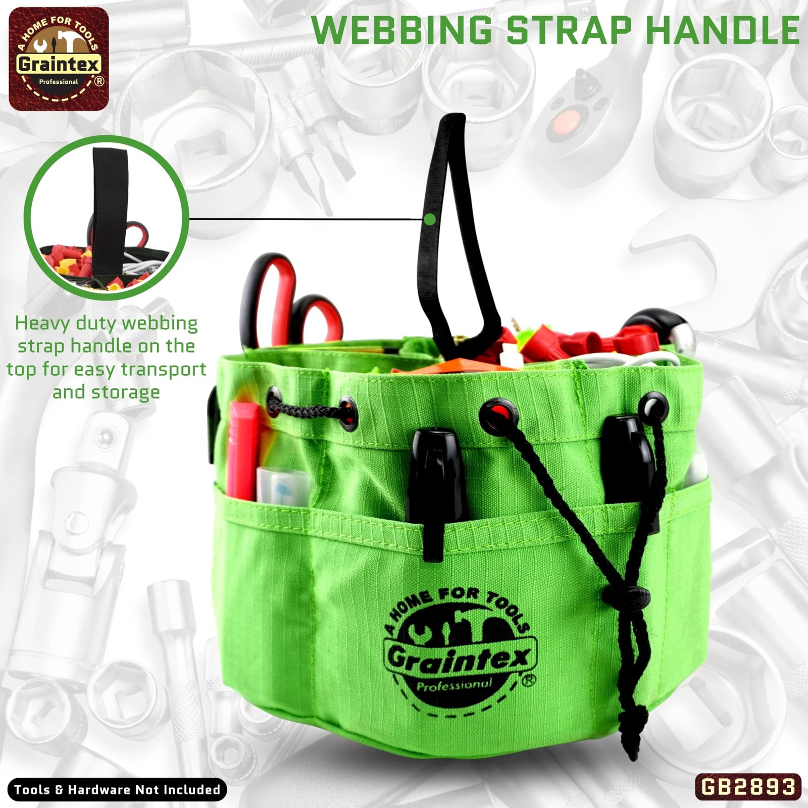 Lime Green Utility Holster Pouch Durable Tool Bag with Multiple Pockets
