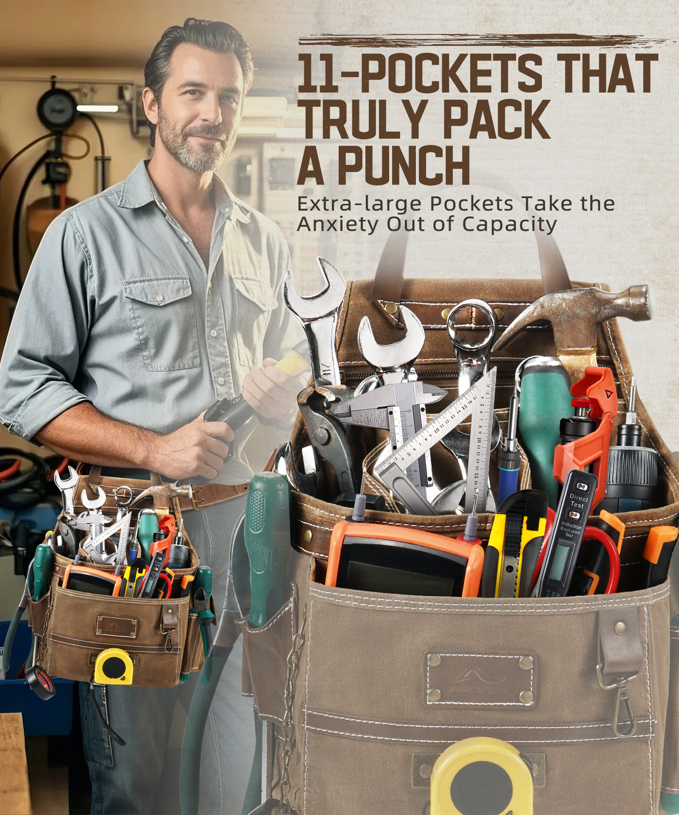 11-Pocket Heavy Duty Tool Belt Pouch Tool Belt For Men Electrician Carpenter