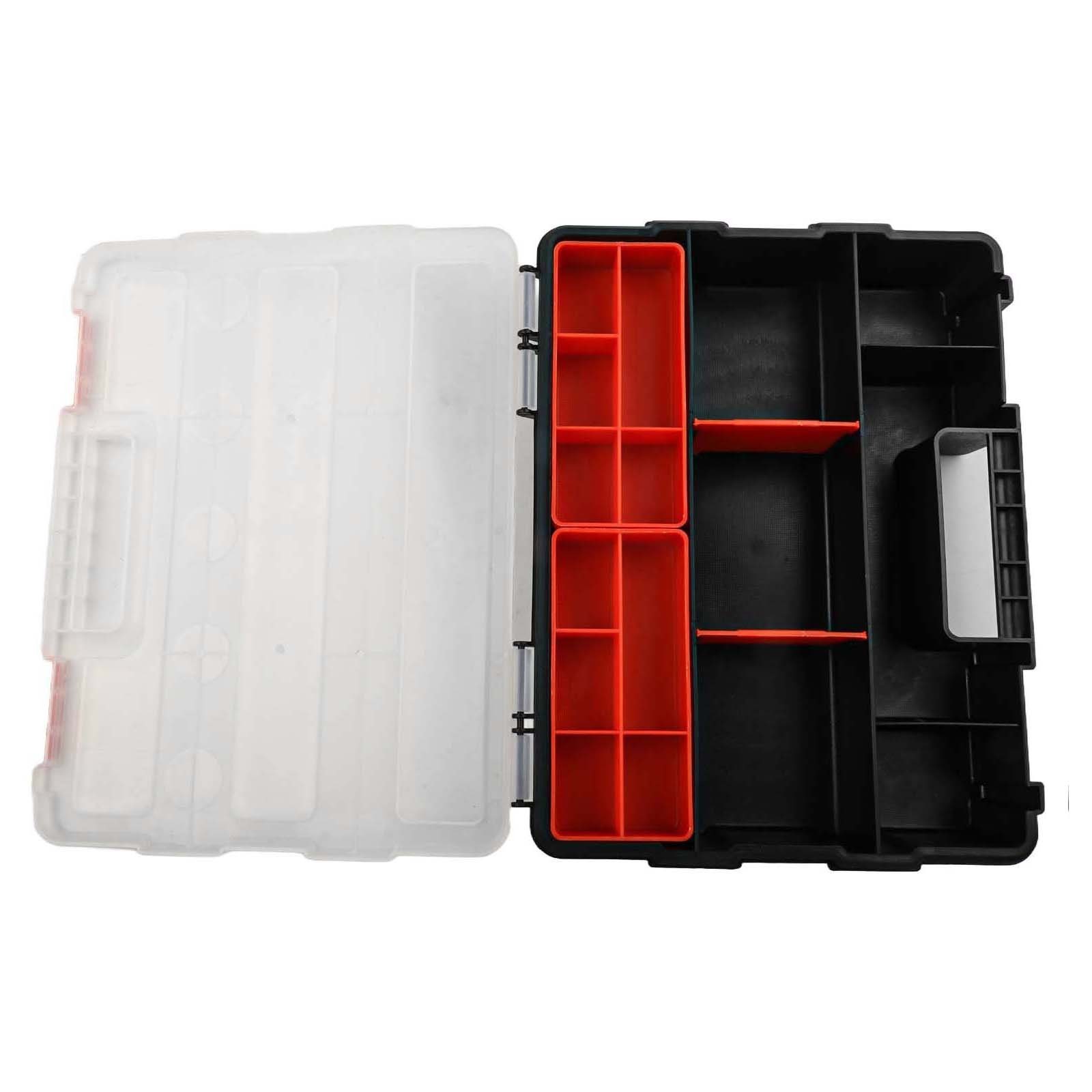Sturdy Plastic Toolbox with Adjustable Compartments for Hardware and Parts