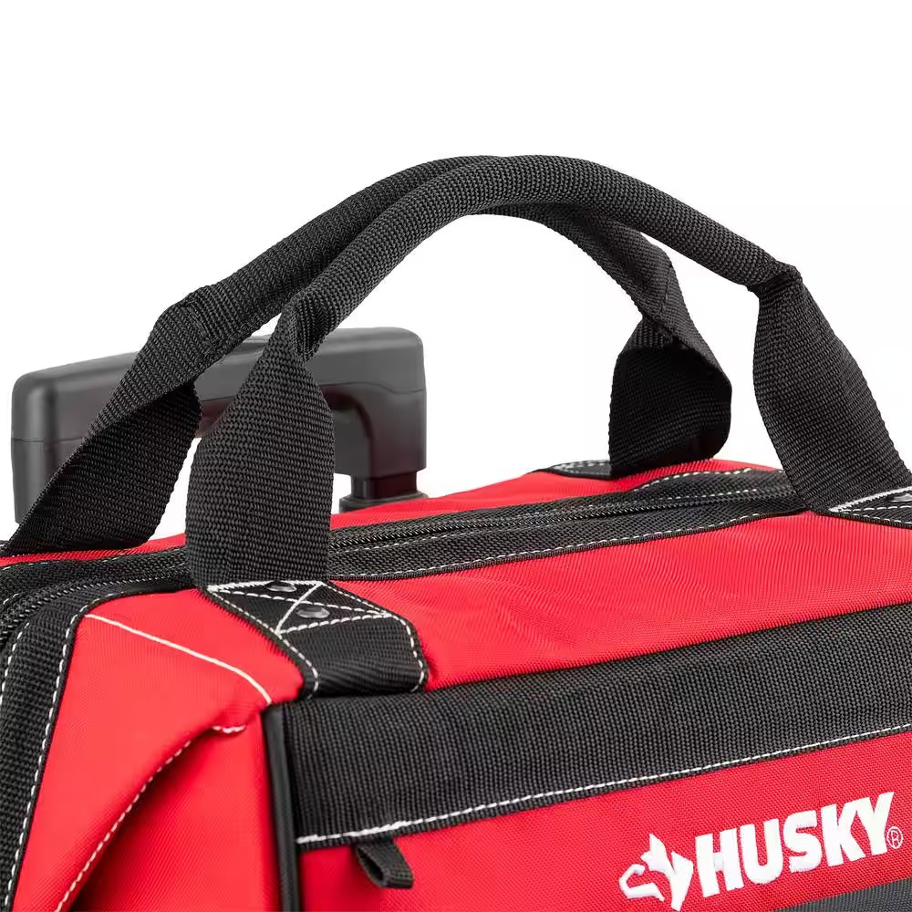 14 in Rolling Tool Tote Bag Heavy Duty Wheels Telescoping Handle Water Resistant