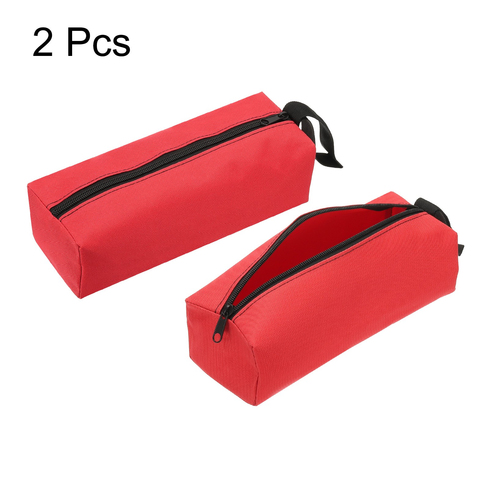 2pcs Zipper Utility Tool Bag 9.8×3.3×2.8 Inch Multi-purpose Tote Bag Red