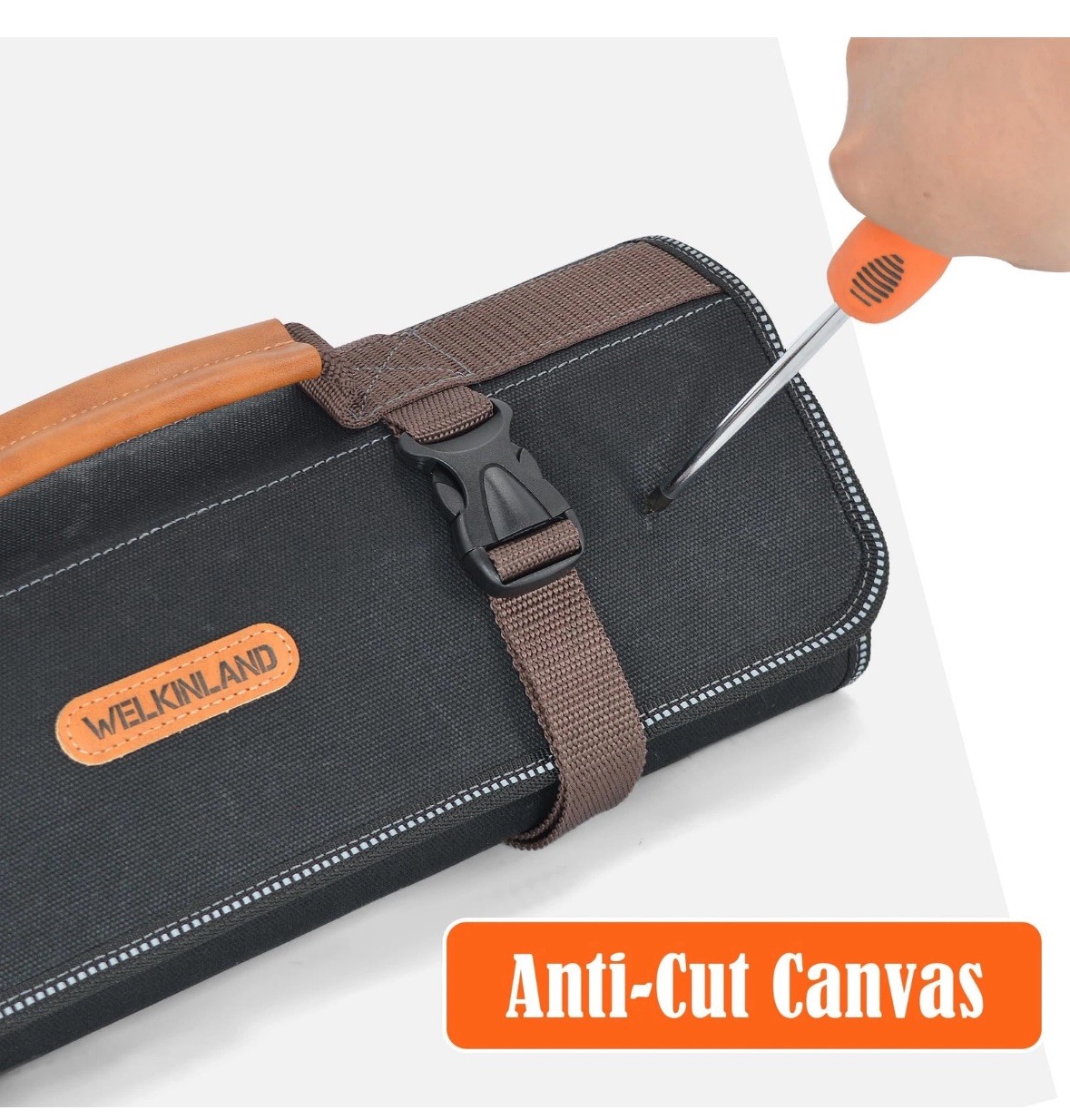 WELKINLAND 18-Pockets Waxed Canvas Tool Roll, tool bag Heavy-Duty