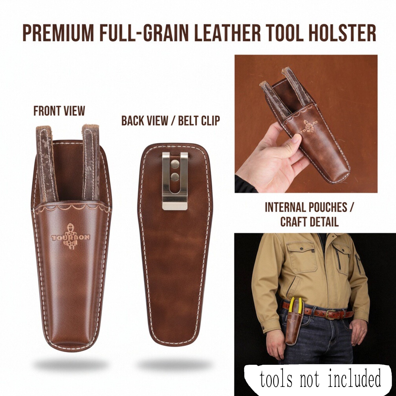 Tourbon Leather Plier Sheath Garden Tool Holder Shears Pruning Pouch Belt Clip