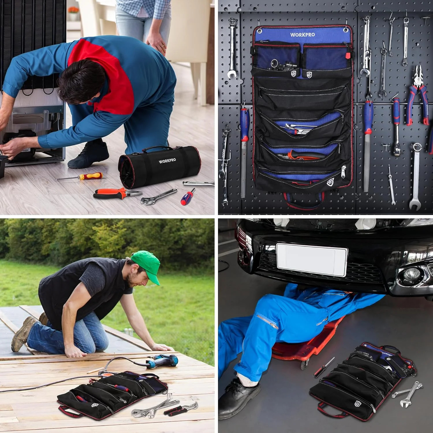 WORKPRO Roll Up Tool Bag, Tool Roll Up Bag with Detachable Tool Pouches, Heavy D