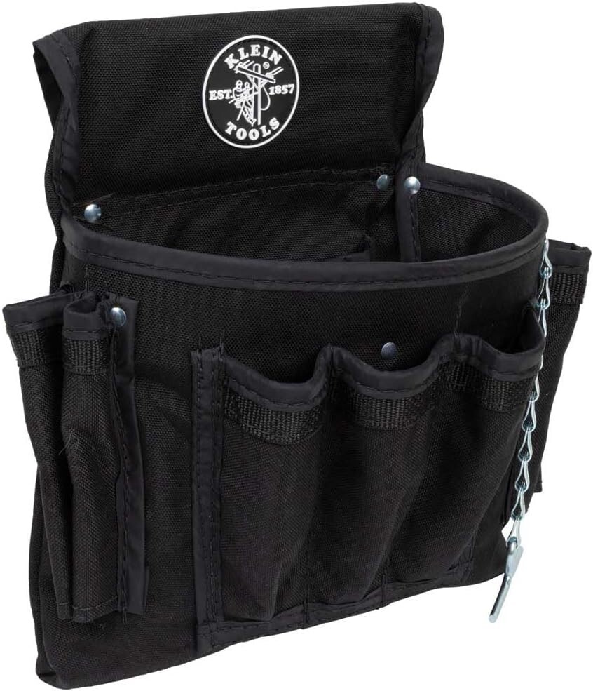 Lightweight 18-Pocket Tool Pouch with Rivet Reinforced Stitching – Black