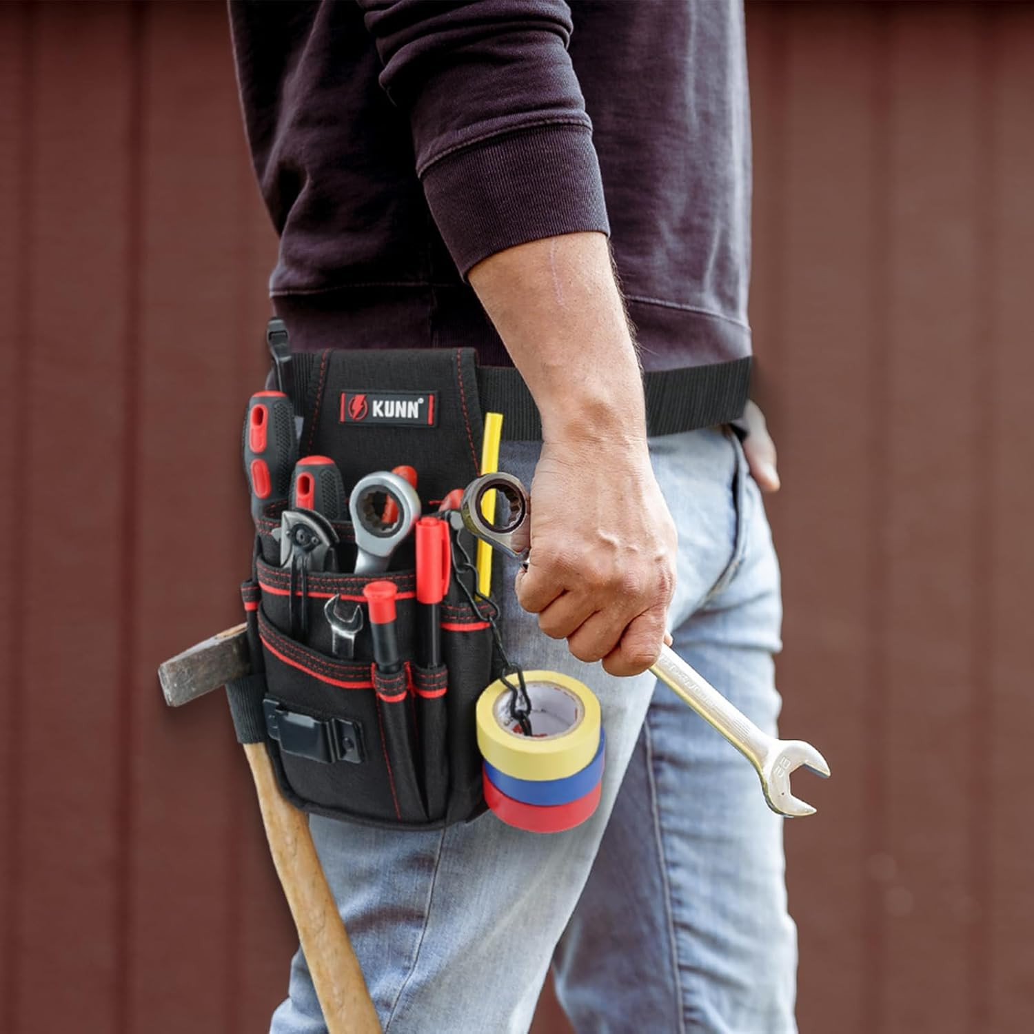 Heavy Duty Electrician Tool Pouch with Belt Clip – 7-Pocket Organizer
