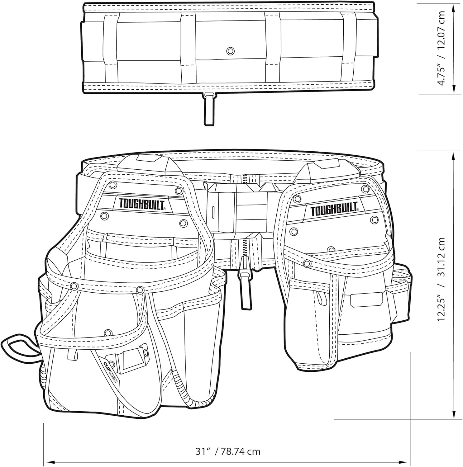 ToughBuilt 3-Piece Handyman Tool Belt Set w/ Padded Belt with Heavy-Duty Buckle