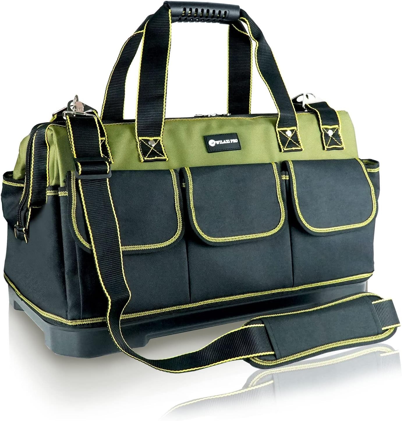 20in Heavy Duty Tool Bag Wide Mouth Tool Tote Waterproof Base Shoulder Strap Org