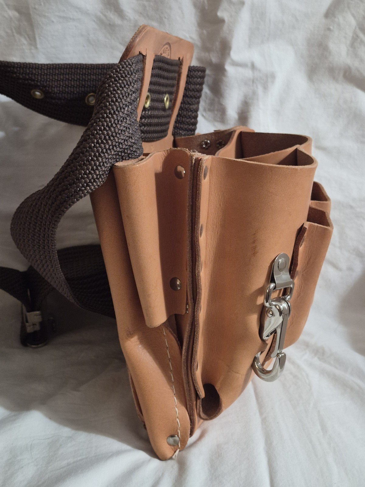 Klein Tools 5165 Leather Tool Pouch 10 Pocket, Tan Made in USA + 5202ML Belt NEW