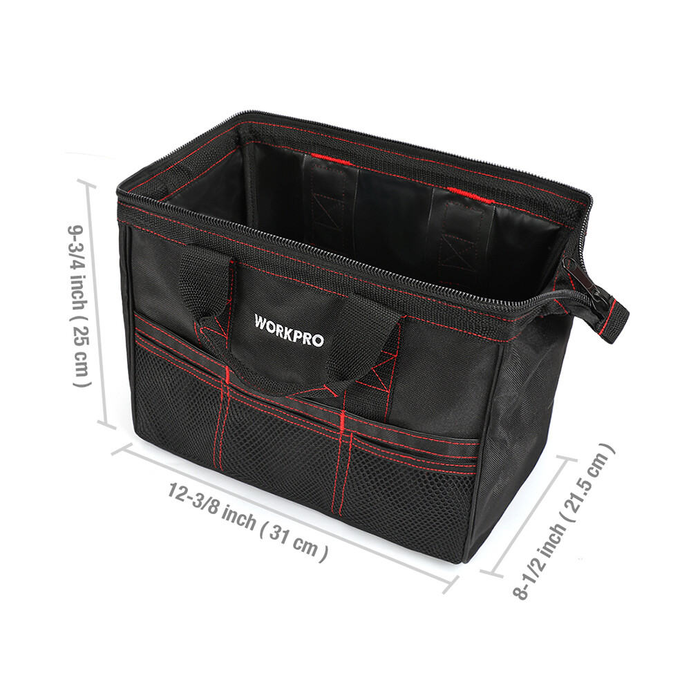 WORKPRO 2PC 13″ 18″ Tool Bag Case Heavy Duty Tote Storage Wide Mouth With Zipper