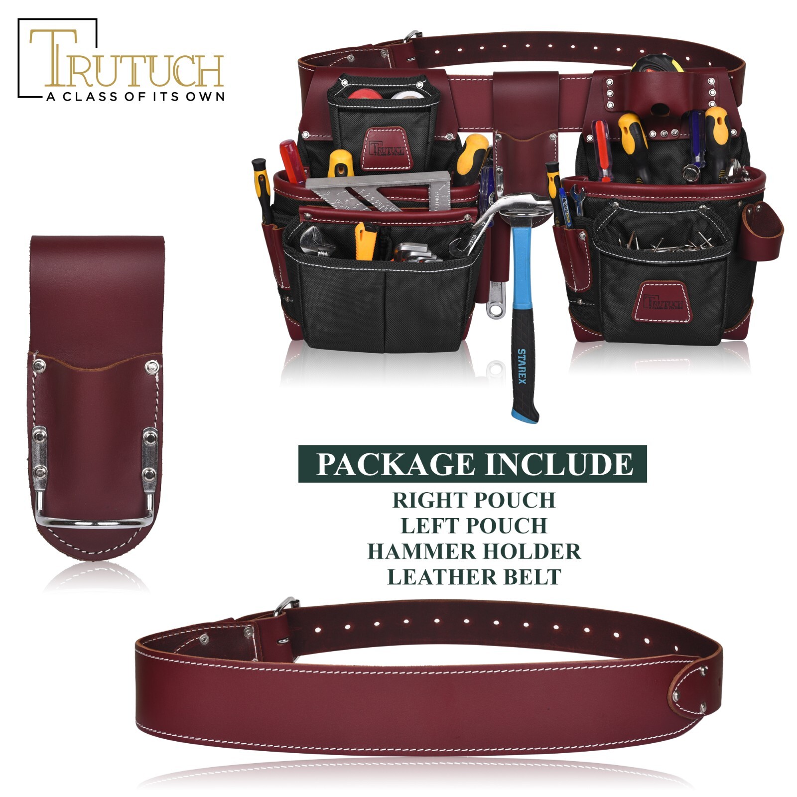 TRUTUCH Nylon and Leather Tool Belt | Framing Tool Bags | Nylon Tool Pouch