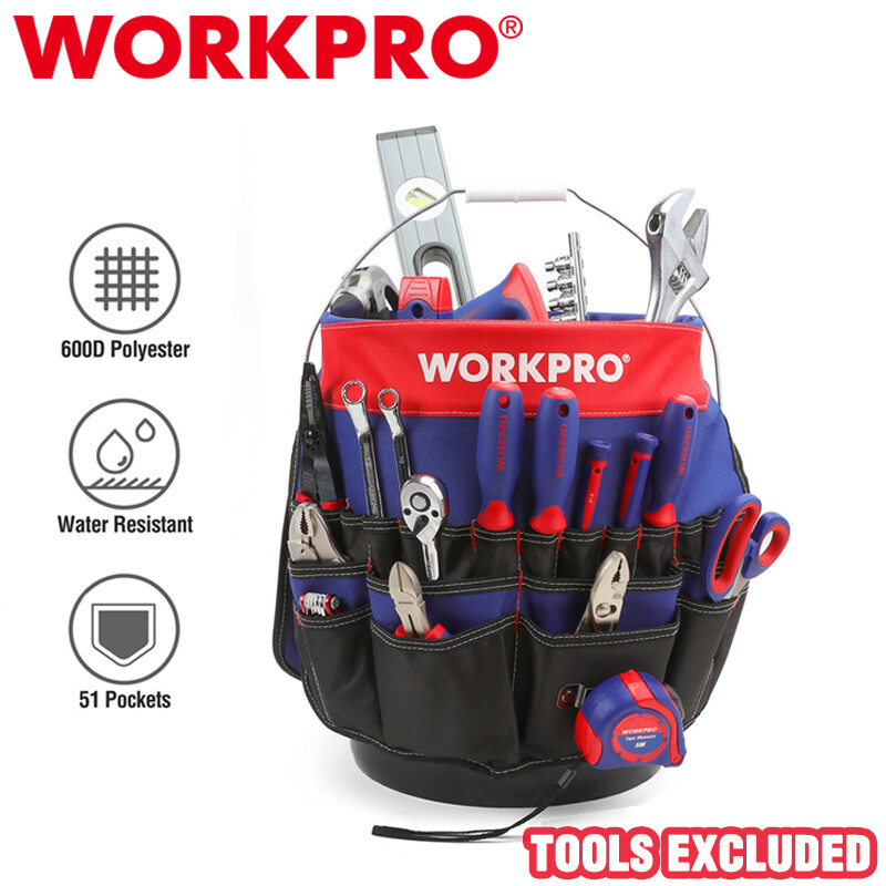 Bucket Tool Organizer Tool Storage Bag with 51 Pockets Fits 3.5-5 Gallons Bucket