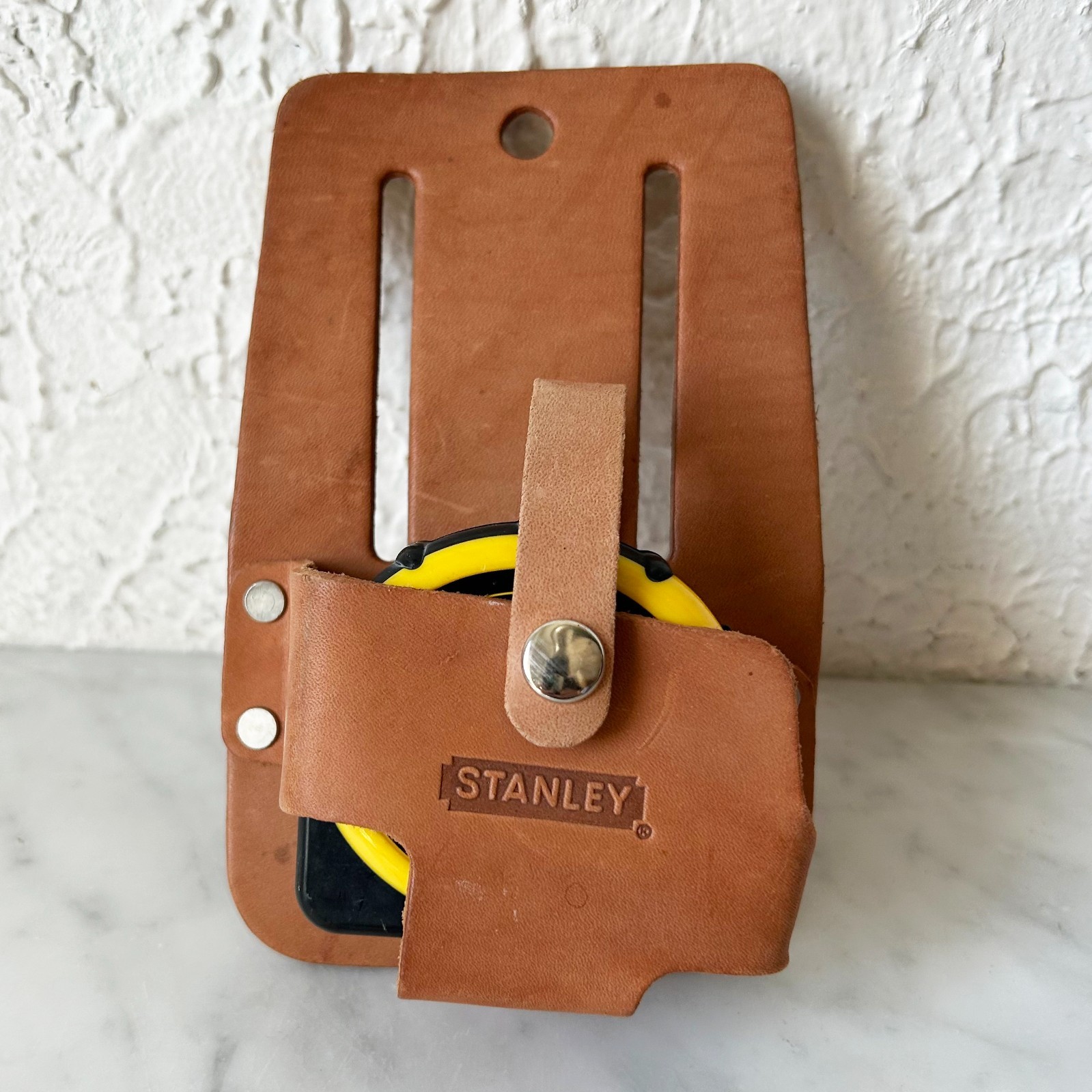 Stanley Leather Measuring Tape Holder Tool Belt Holster Only-Vintage
